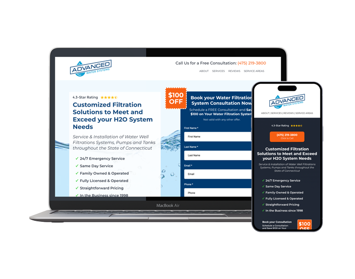 A laptop and a cell phone are sitting next to each other on a white background.