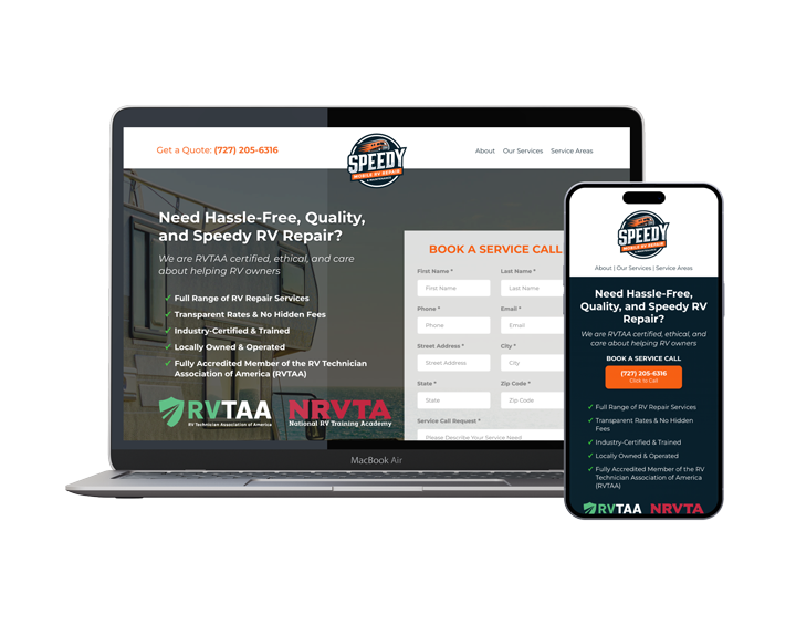 A laptop and a cell phone are sitting next to each other on a white background.