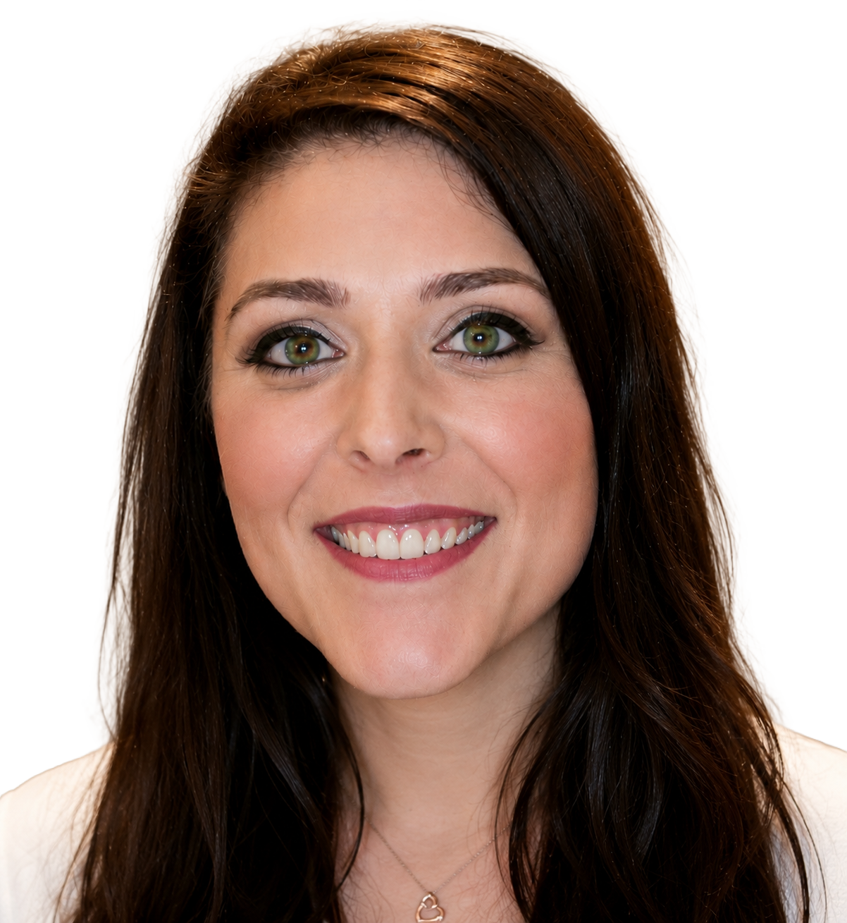 A woman wearing glasses and a black shirt smiles for the camera