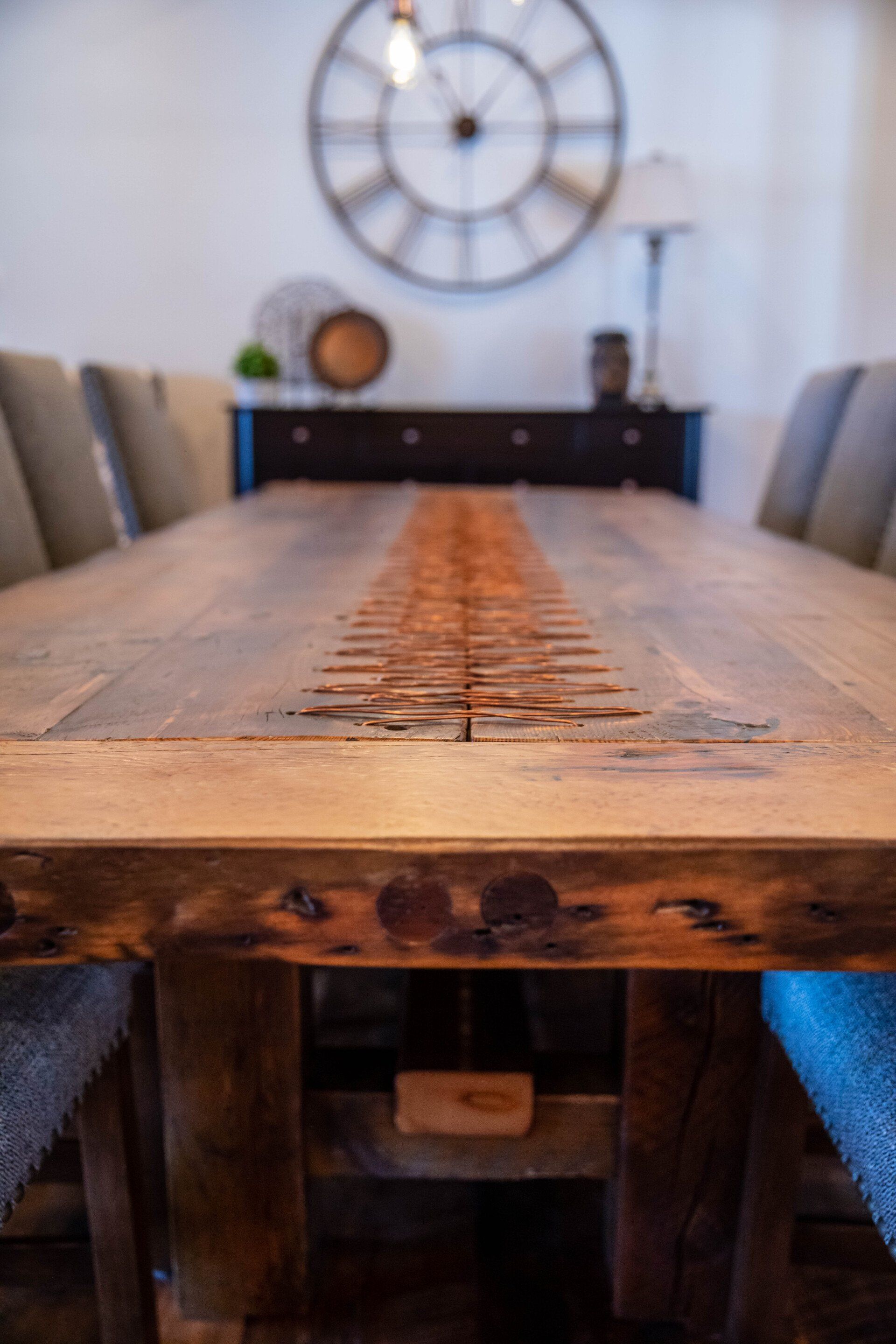 rante, table, dining table, copper stitch
