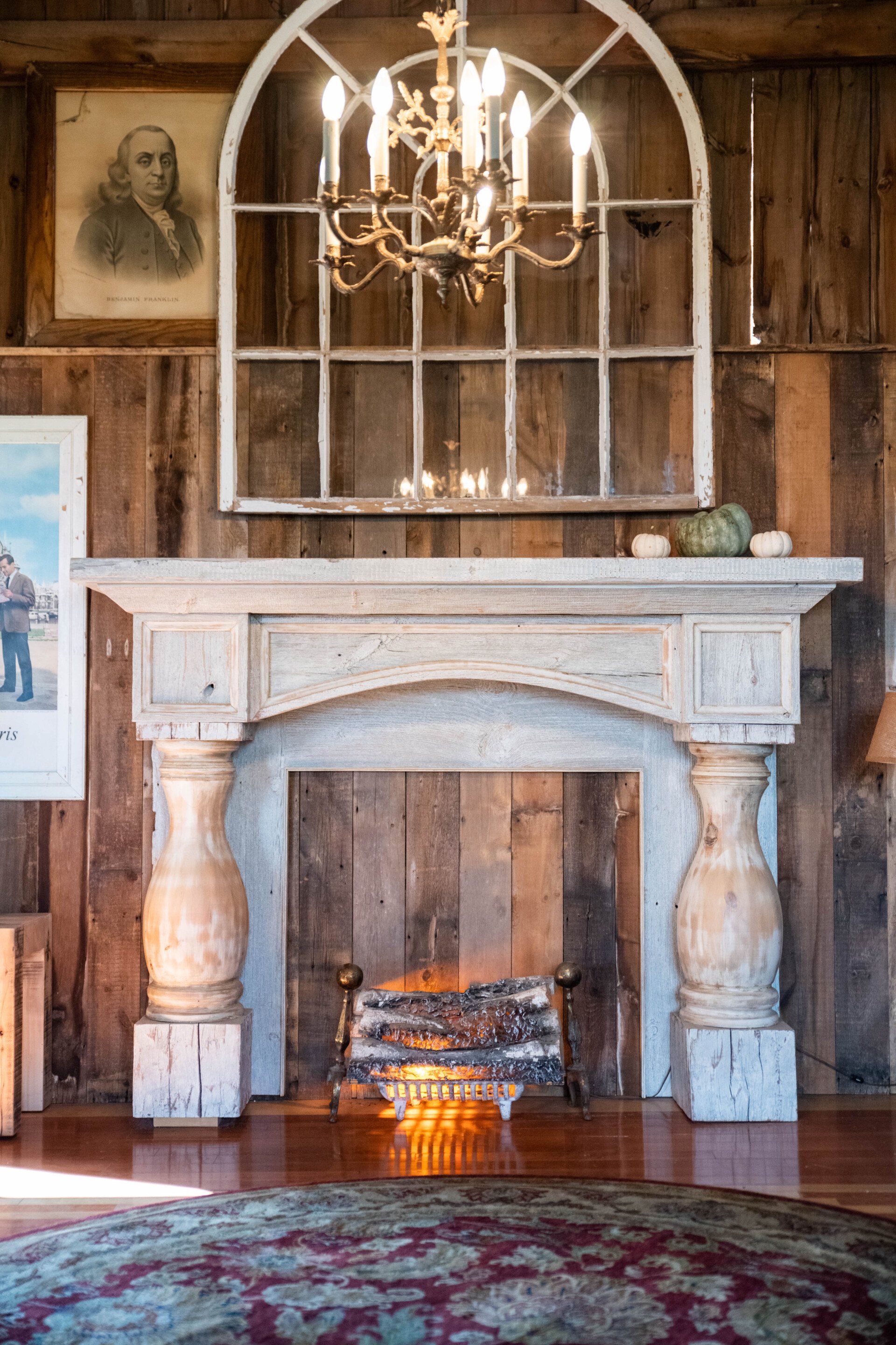 Mantel surround, mantel, turned columns, columns