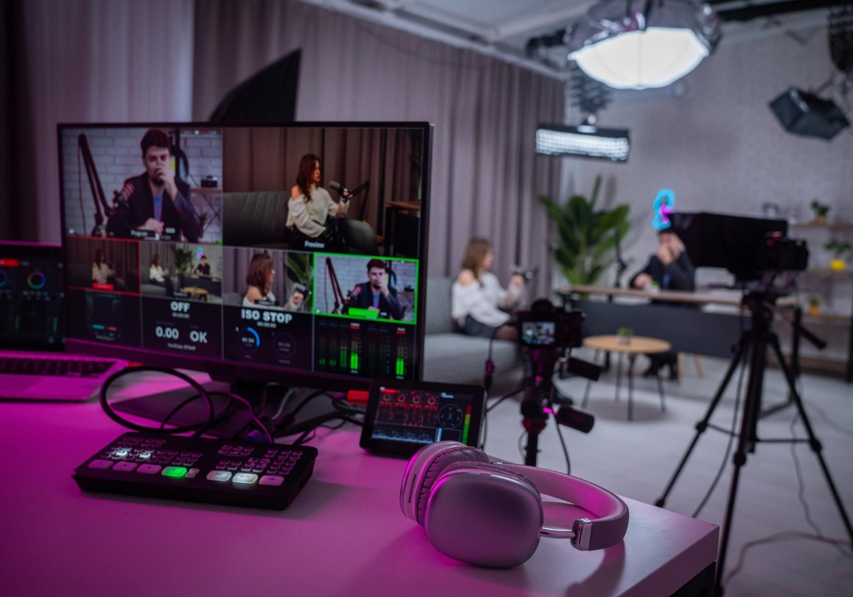 Live streaming setup in a studio