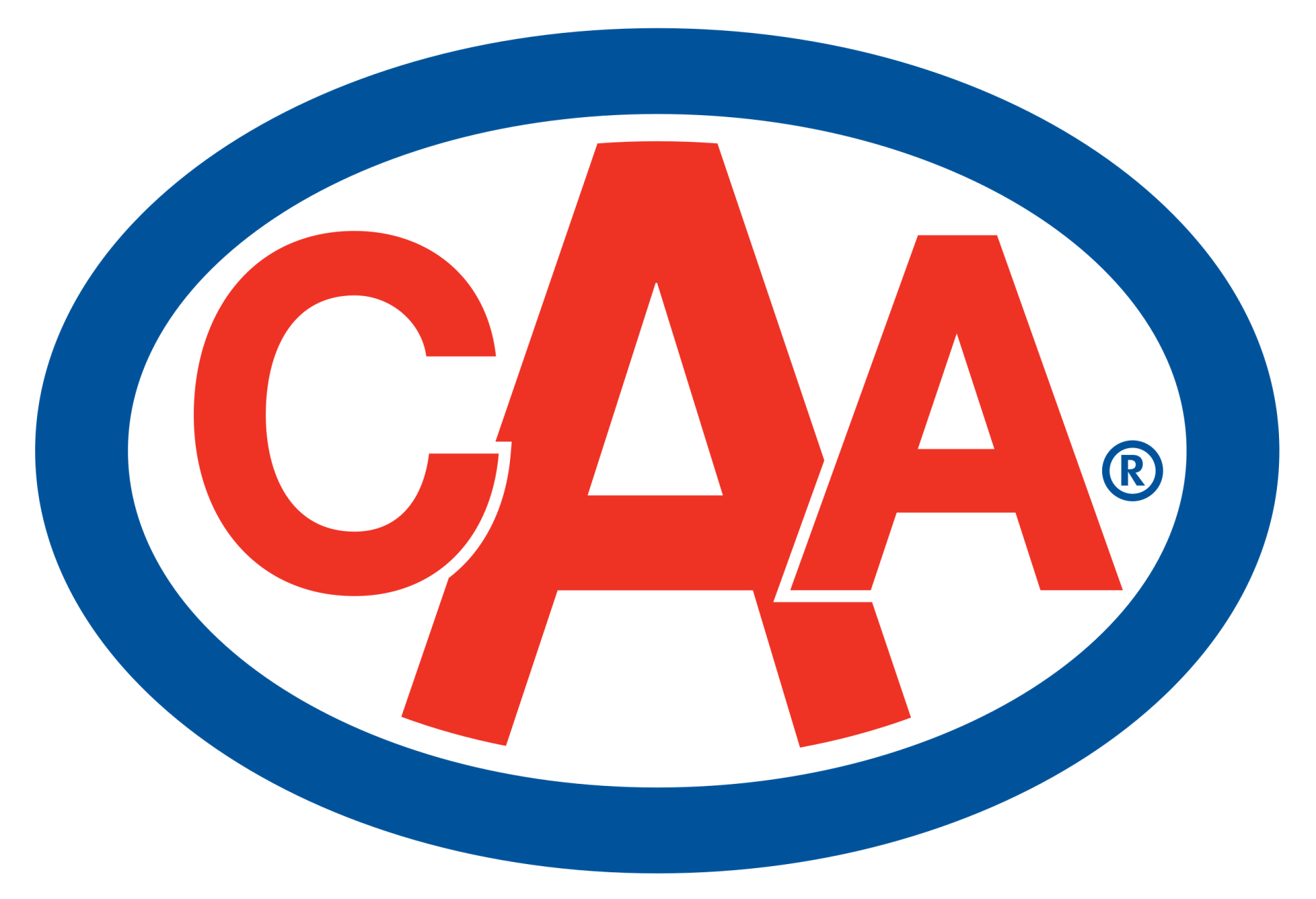 Lettres « CAA » rouges dans un cadre ovale bleu.