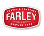 Logo rouge et blanc de Farley Doors & Windows, entreprise fondée en 1952.