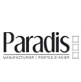 Logo pour Paradis, fabricant de portes en acier. Texte noir sur fond blanc.