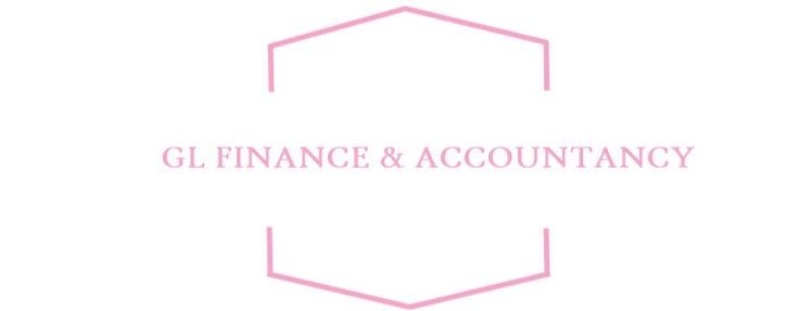 Logo voor GL Finance & Accountancy: een lichtroze zeshoekige vorm rondom tekst.