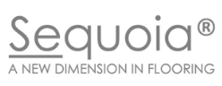 Sequoia flooring logo in gray with the tagline “A New Dimension in Flooring”