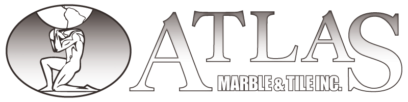 ATLAS marble & granite logo with a classical seated figure inside an oval and large “ATLAS” text.