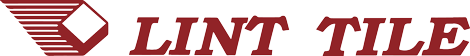 Lint Tile logo in maroon text with a diagonal tile icon on a white background