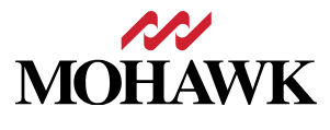 Mohawk logo with black text and a red abstract mark above it