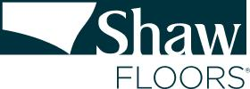 Shaw Floors logo in teal and white with stylized swoosh above the text