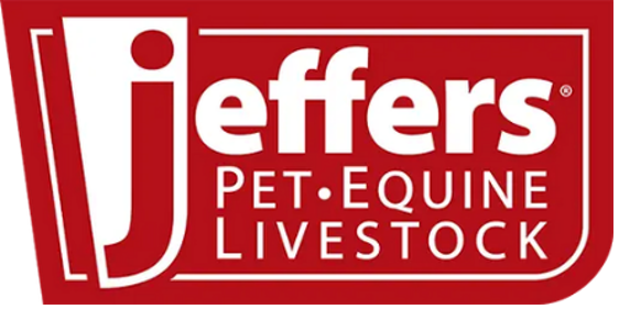 Jeffers logo in red and white with “PET·EQUINE·LIVESTOCK” text