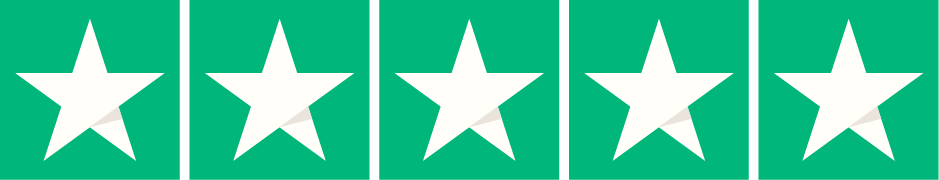 Five white stars on a green background in a row