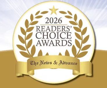 2026 Readers’ Choice Awards gold-and-white badge for The News & Advance