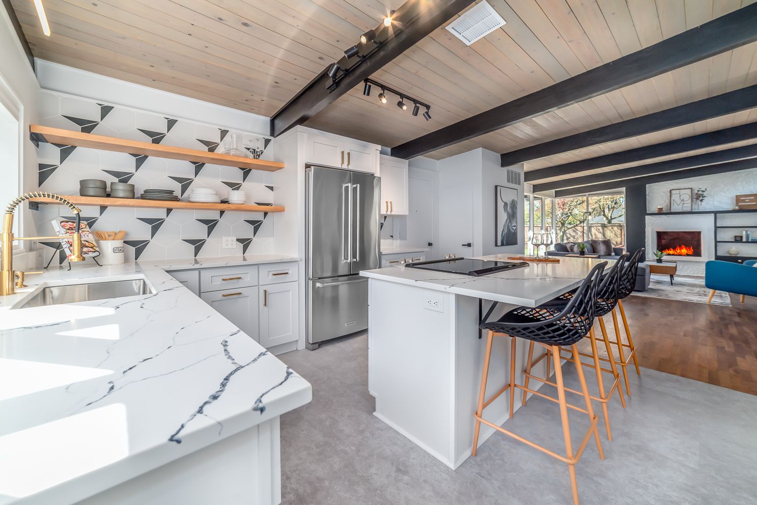 A man is painting a wall with a roller.