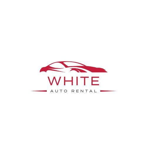 Red car silhouette logo with