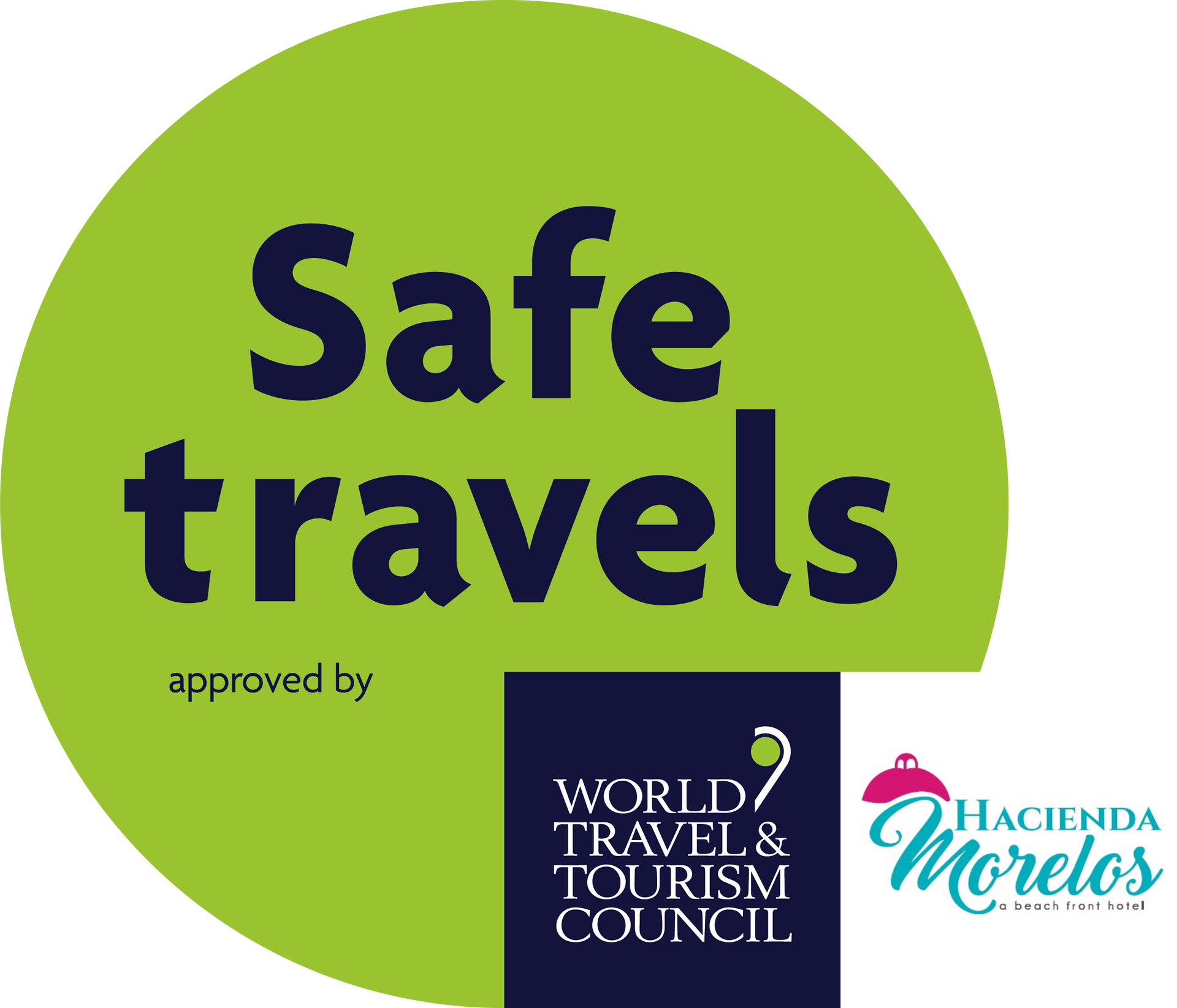 Safe Travels badge: green circle,