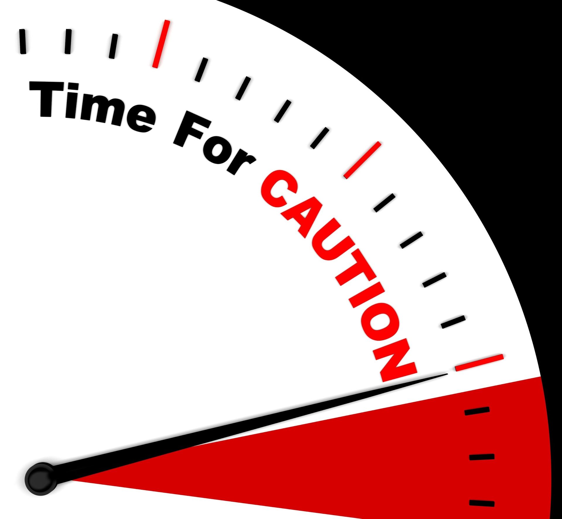 A speedometer that says time for caution on it