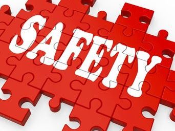 A red puzzle with the word safety written on it