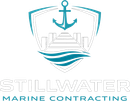 Stillwater Marine Contracting logo with teal anchor and dock over waves
