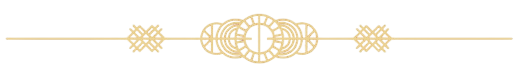 Gold ornamental divider centered on a white background, with delicate symmetrical filigree and thin horizontal lines