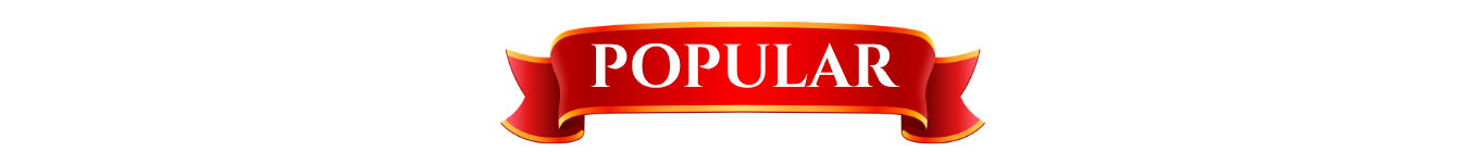 Red ribbon banner with the word “POPULAR” in white text.