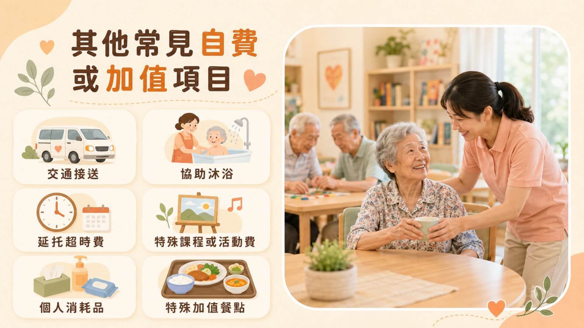 長照中心其他常見自費或加值項目 文章圖片