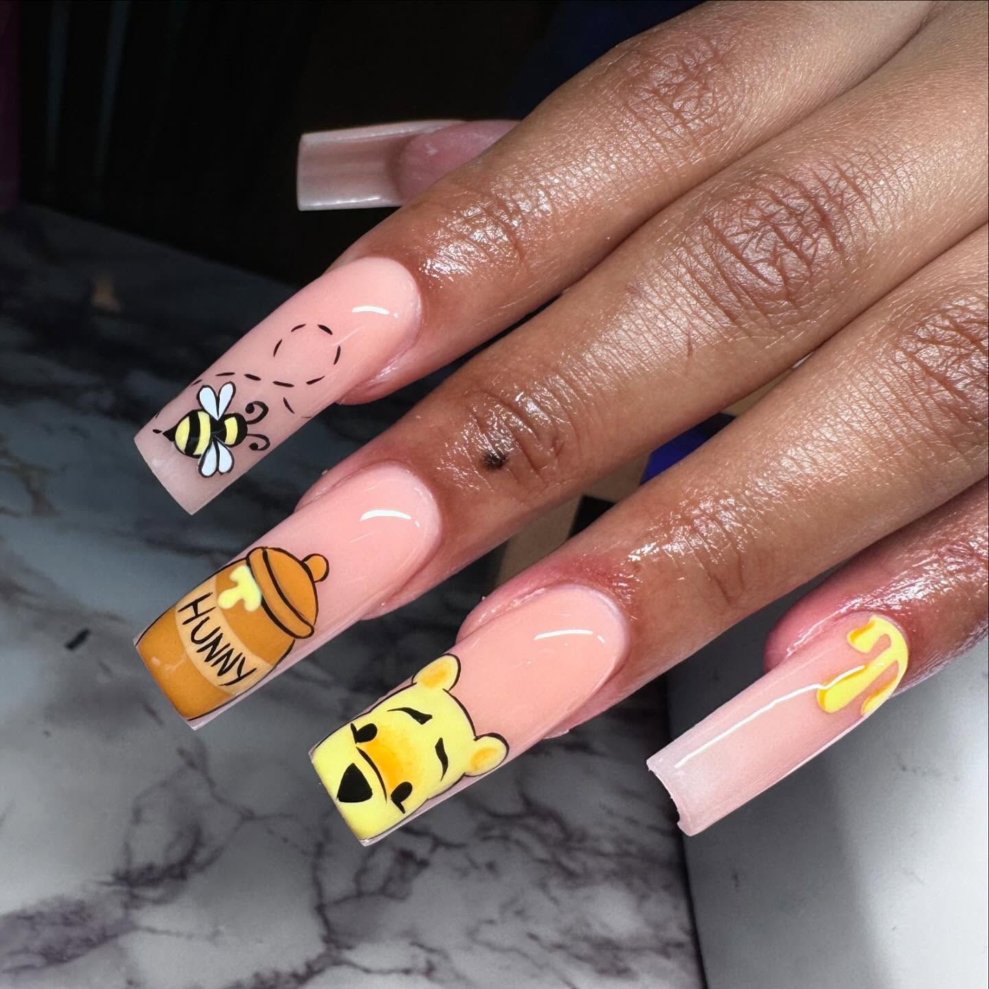 Whinny the Pooh nail design