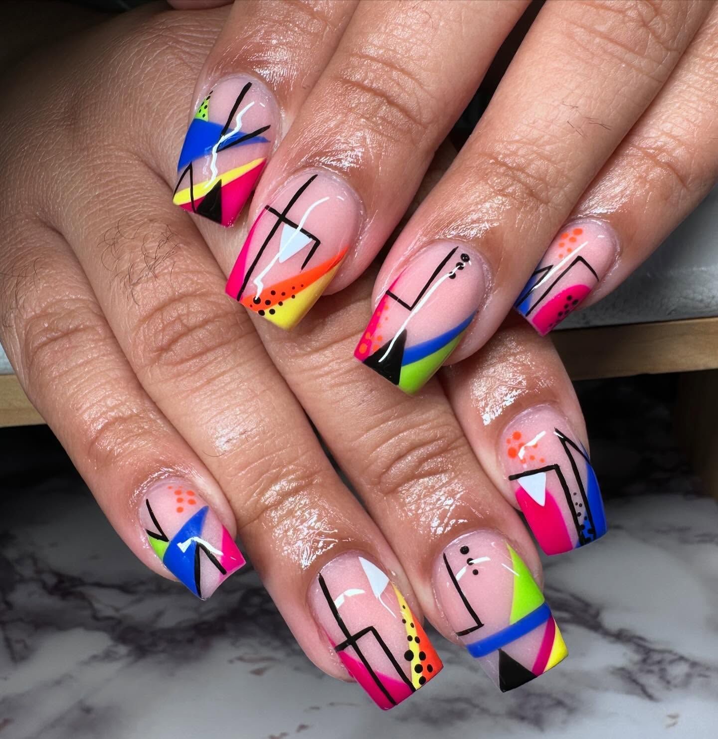 Intricate abstract nail art