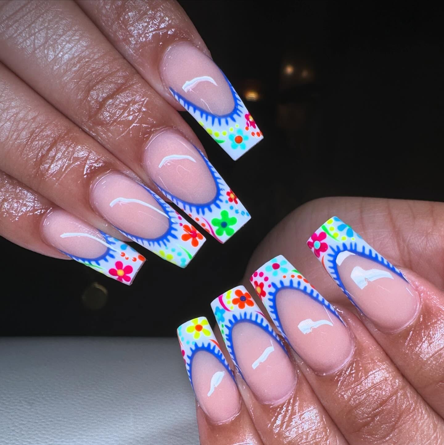 Summery floral nail design