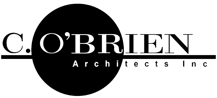 A black and white logo for c. o'brien architects inc