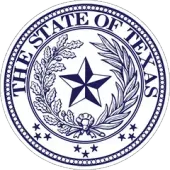 The seal of the state of Texas has a star in the center surrounded by leaves.