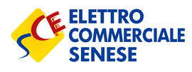 Logo per Elettro Commerciale Senese con grafica blu e gialla e icona 