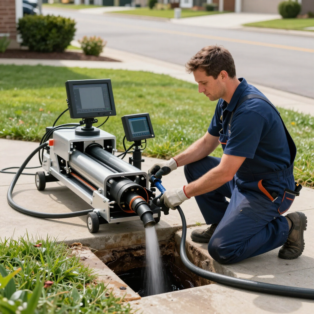 Licensed plumber in Denver performing Trenchless Sewer Line Repair.