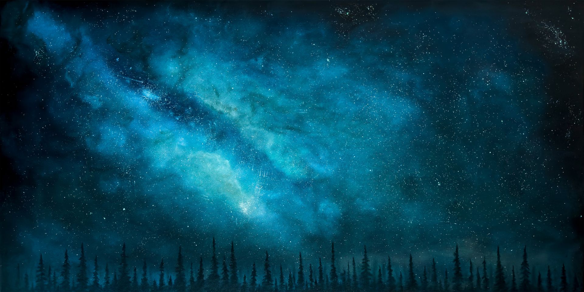 A night sky filled with lots of stars and trees in the foreground.