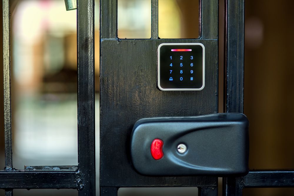 Black Gate With a Keypad and Lock for Access Control — IRIS CCTV in Woolgoolga, NSW