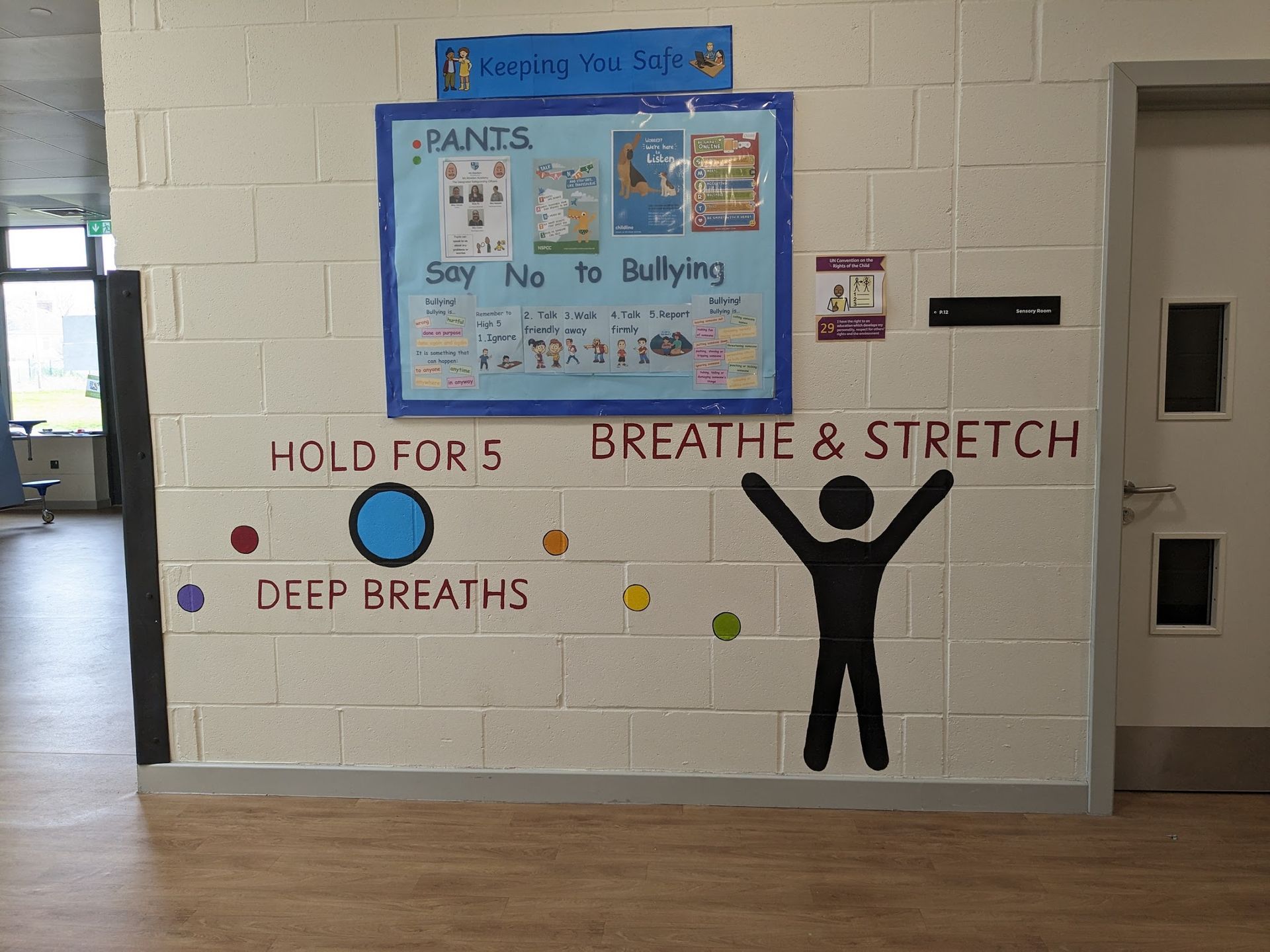 SEN interactive murals special educational needs primary school Mo Mowlam Academy Redcar deep breaths breathe stretch 
