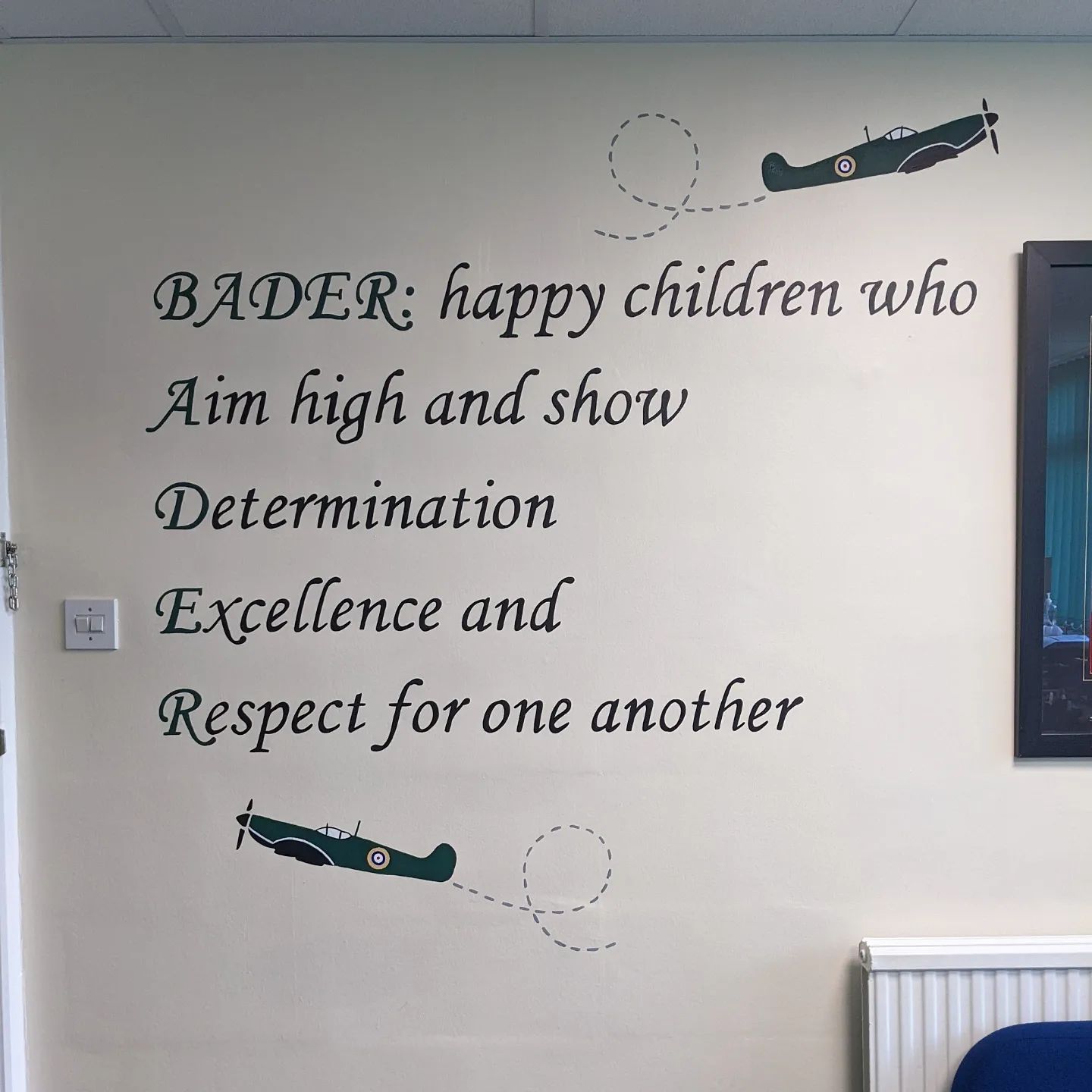 Hand painted primary school murals Stockton Teesside north east England UK