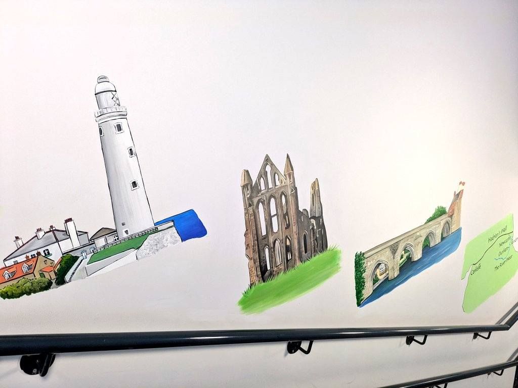 local landmarks stairwell murals at belmont academy durham

