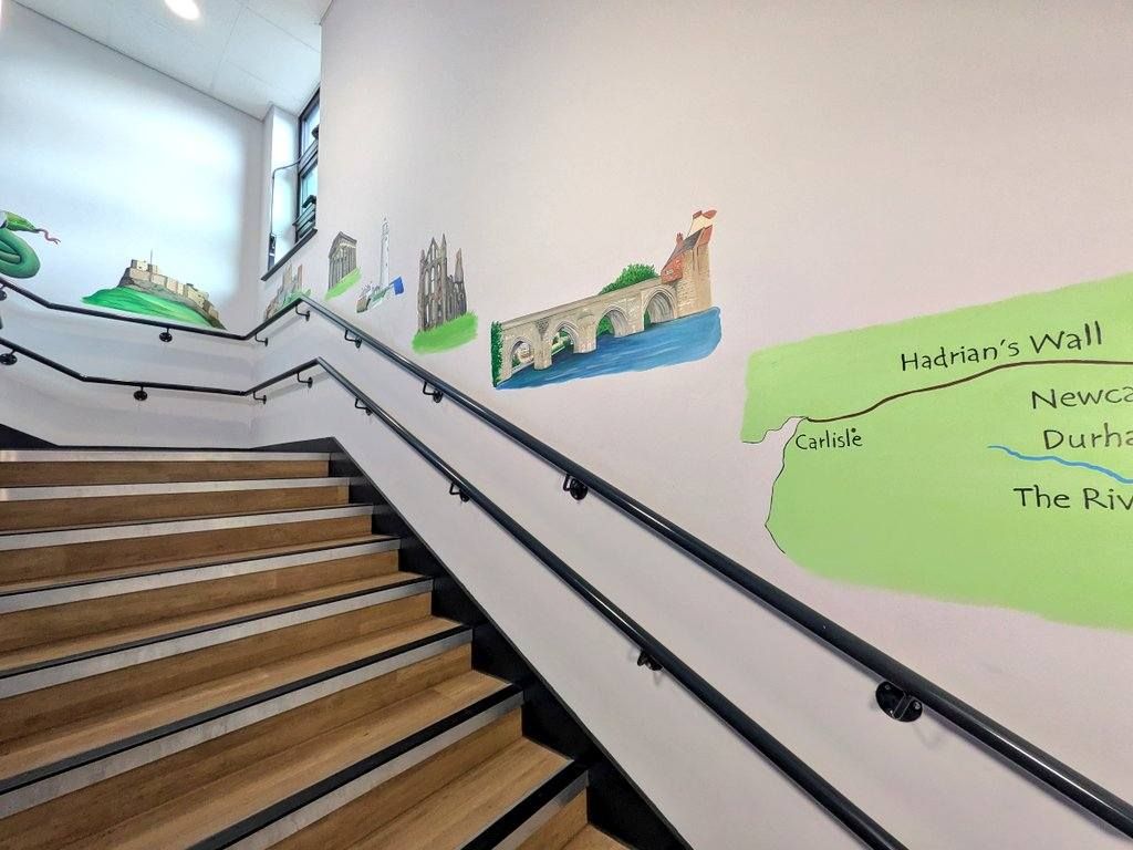 local landmarks stairwell murals at belmont academy durham