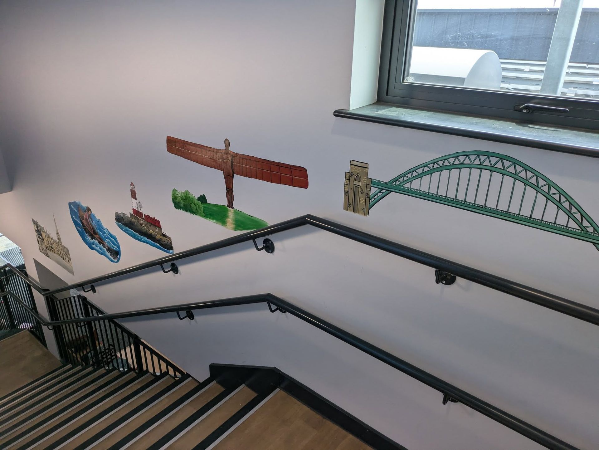 local landmarks stairwell murals at belmont academy durham