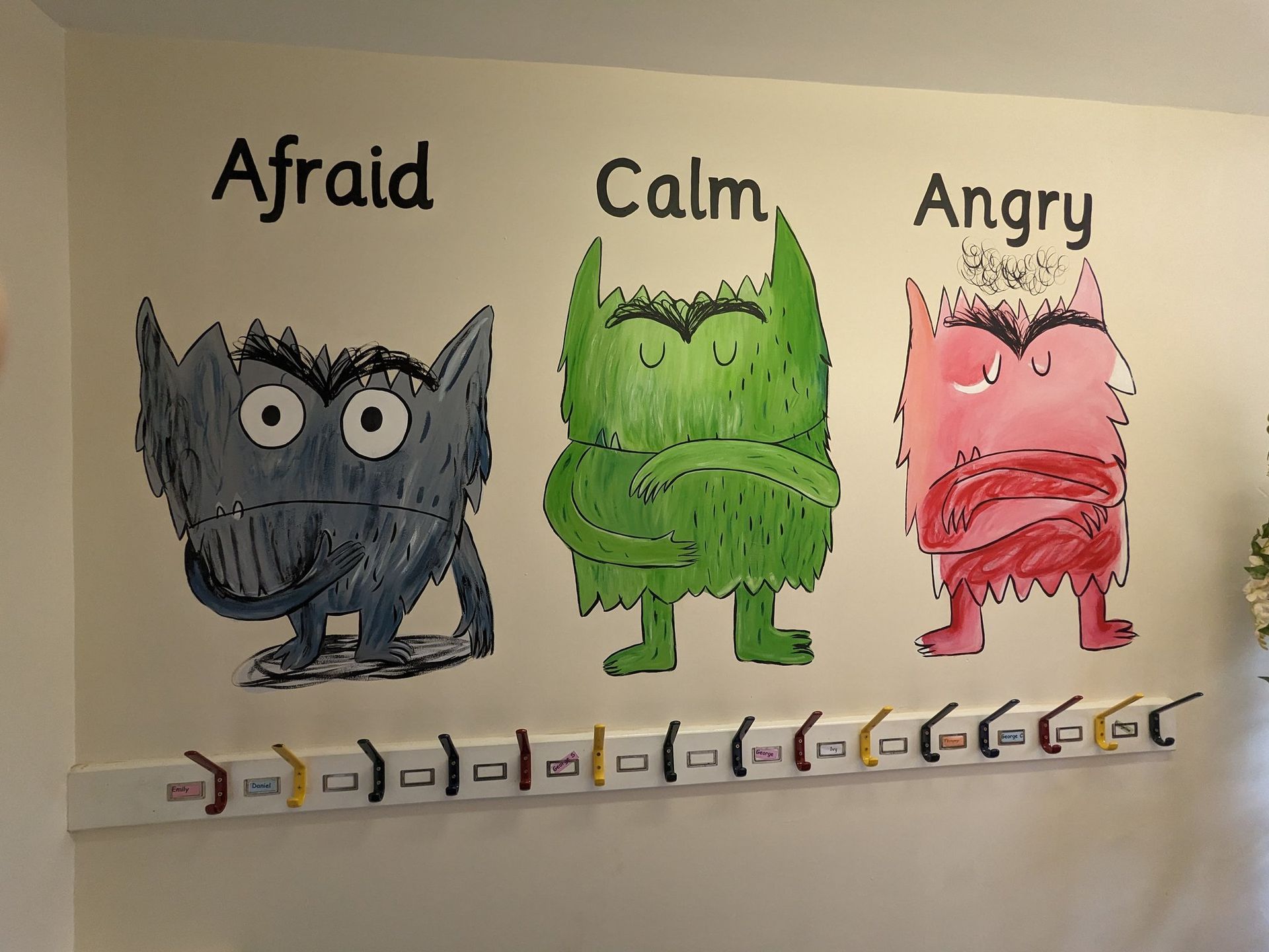 colour monster afraid calm angry feelings mural primary schools 
