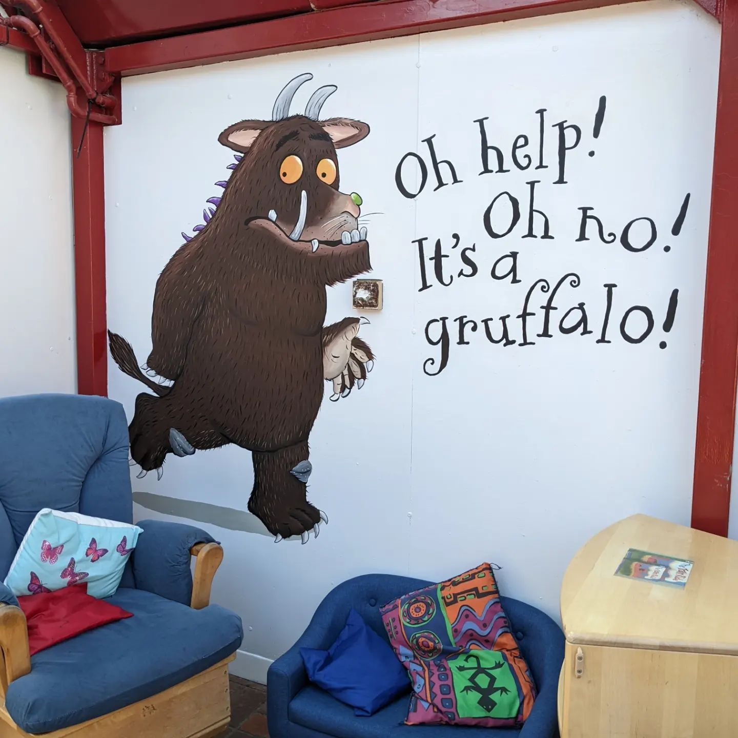 Hand painted primary school murals Stockton Teesside north east England UK gruffalo Hartburn 