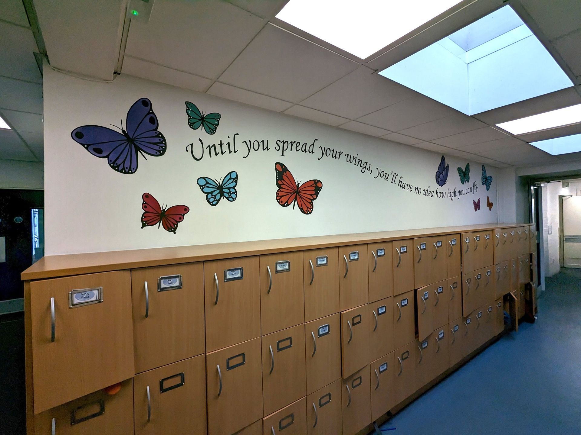 Hand painted primary school murals Stockton Teesside north east England UK