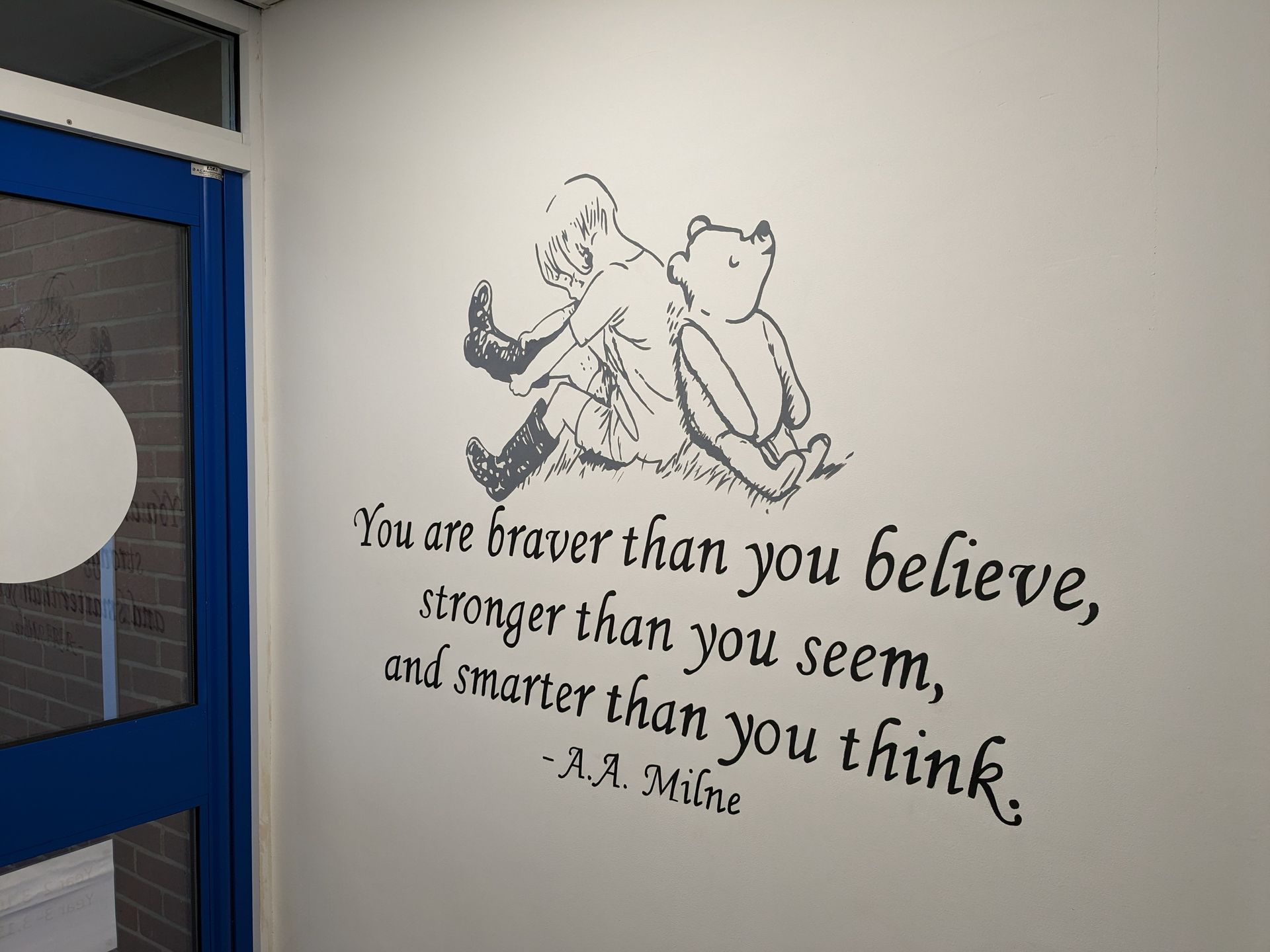 Hand painted primary school murals Stockton Teesside north east England UK