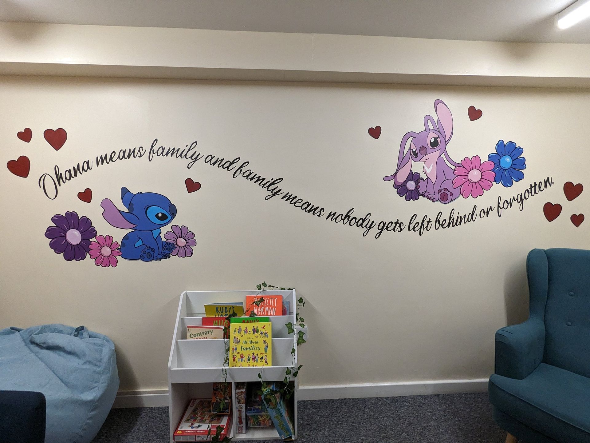 Ohana lilo stitch positive quote message primary school mural education Pennyman Primary