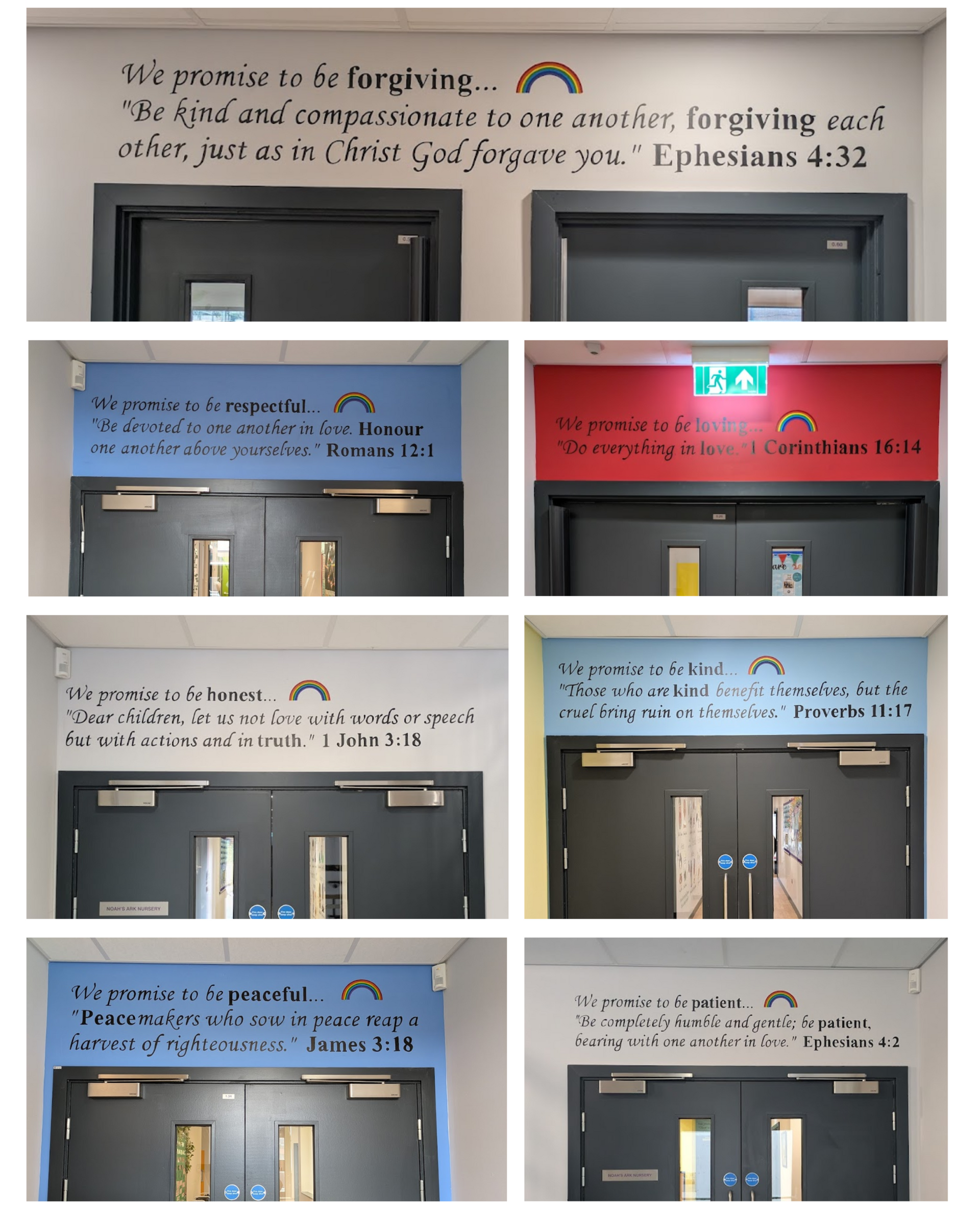 Bible quotes above doors Durham academy school