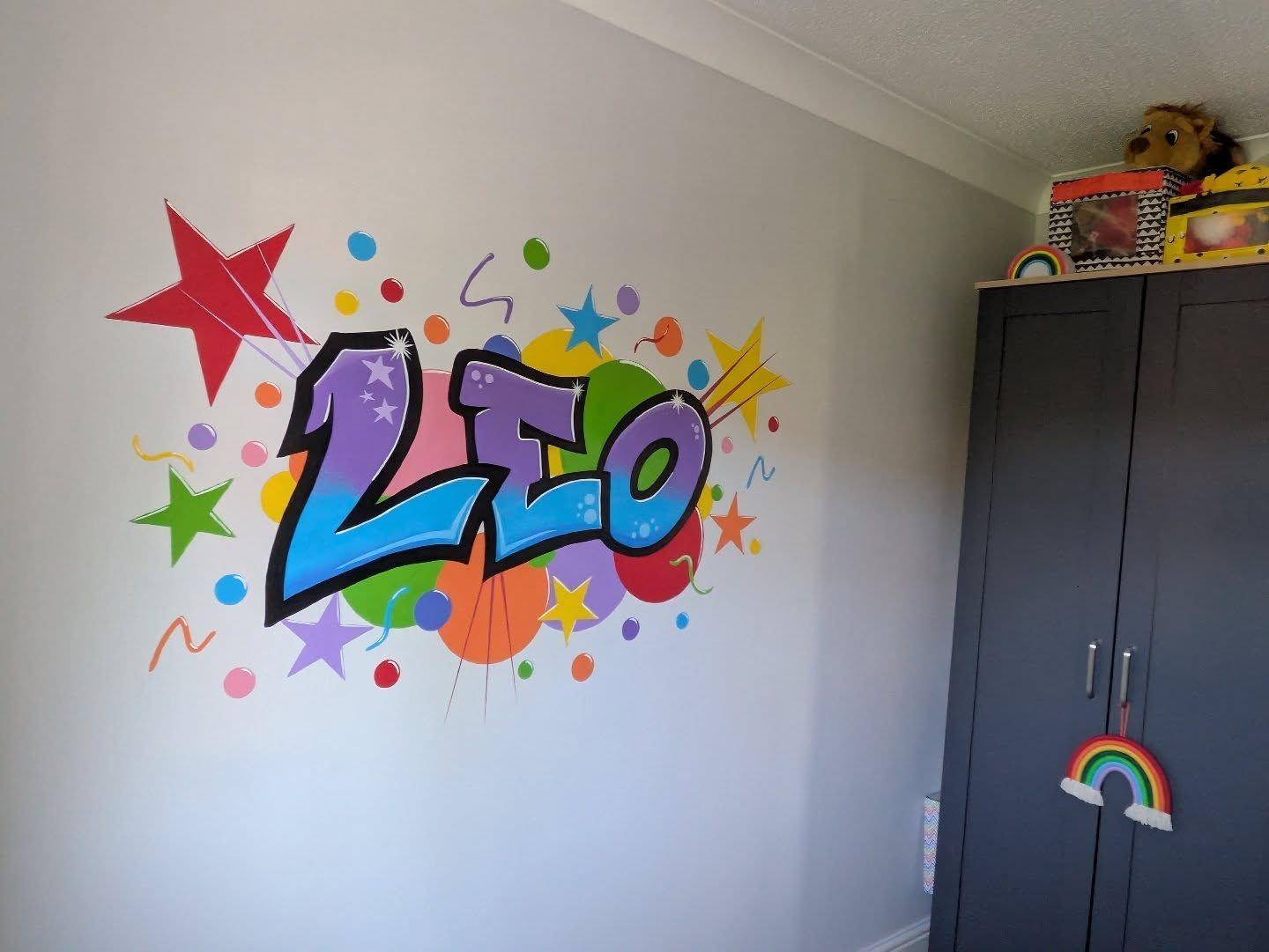 Leo graffiti style mural 
