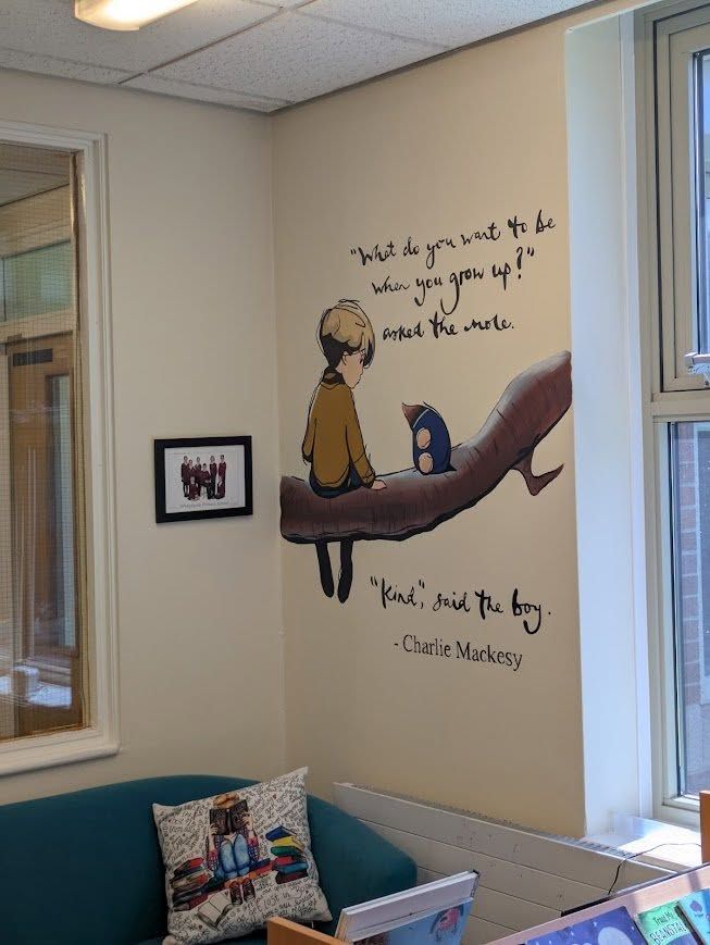 Hand painted primary school murals Stockton Teesside north east England UK
