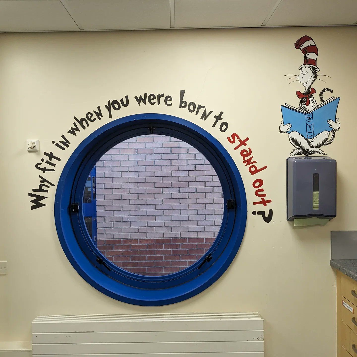 Why fit in when you were born to stand out cat in the hat pennyman primary sen murals for schools inspirational 